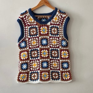 Handmade Granny Square Crochet Sweater Vest: Cozy Winter Wear