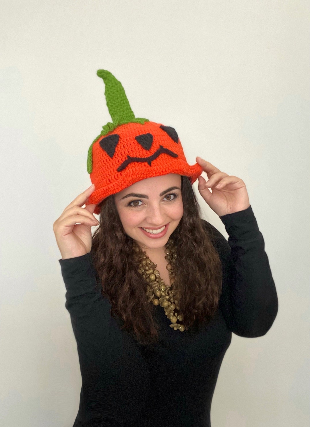 Crochet Pumpkin Hat, Unisex Halloween Bucket Hat, Halloween Hat, Kinit
