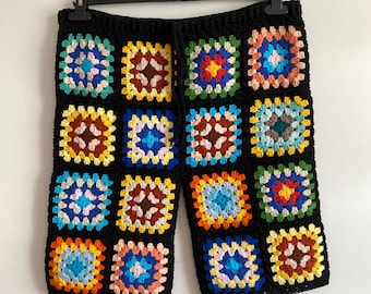 Shorts de abuela de crochet: shorts de playa unisex de patchwork