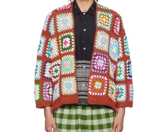 Jacet for Man, Granny Square Cardigan, Cardigan for Women, Granny Square Coat, Boho Cardigan, Gift for Mens, Mens Cardigan, Crochet Cardigan