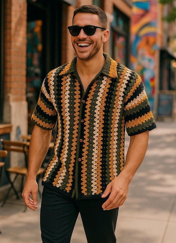 Handmade Crochet Striped Shirt: Unisex Cotton Knit Summer Top - Etsy