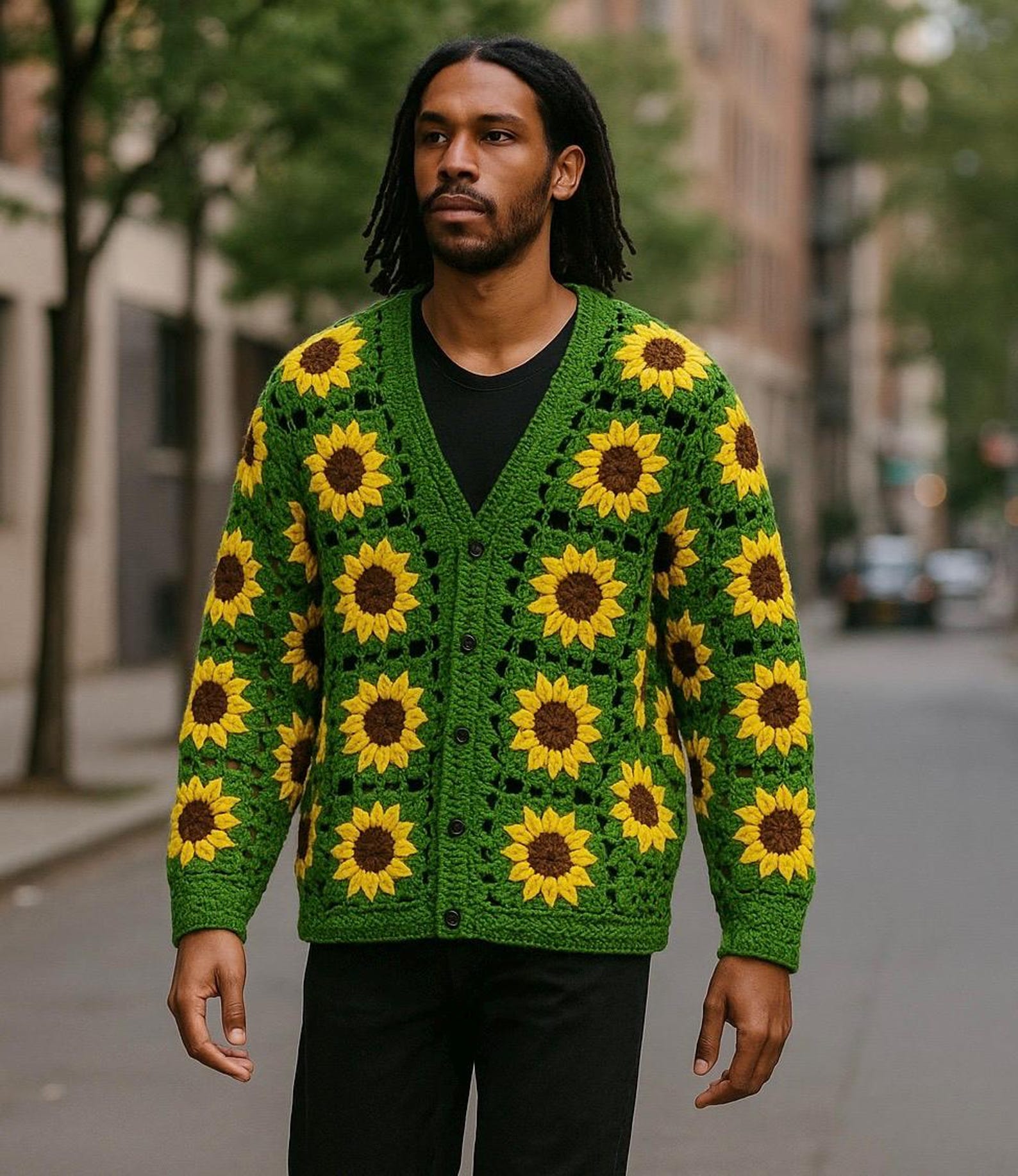 Handmade Crochet Sunflower Cardigan: Bohemian Rave Outfit - Etsy