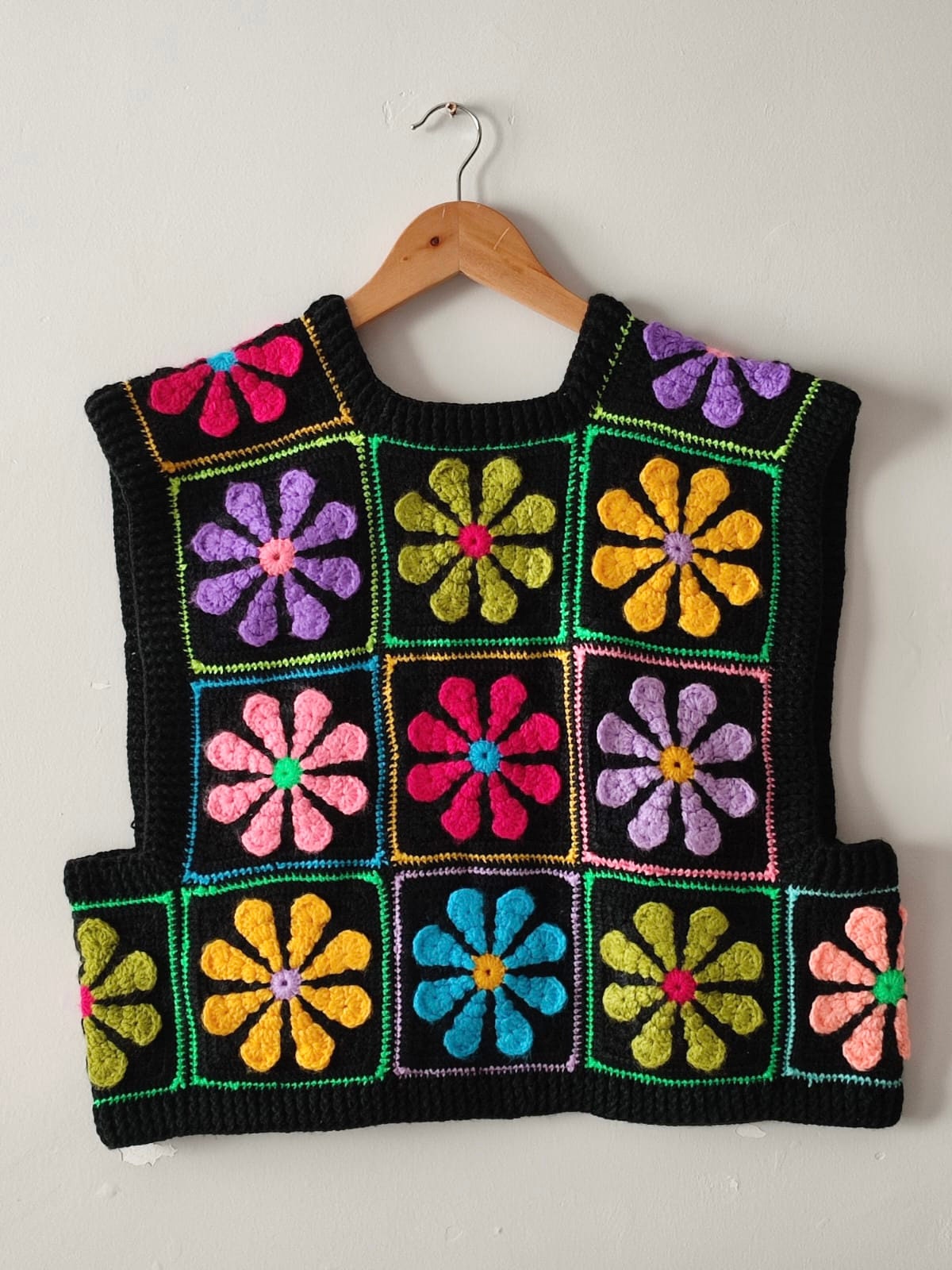 Crochet Floral Sweater Vest, Handmade Floral Vest, Crochet