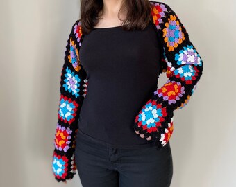 Crochet Granny Square Bolero: Handmade Knitted Cardigan