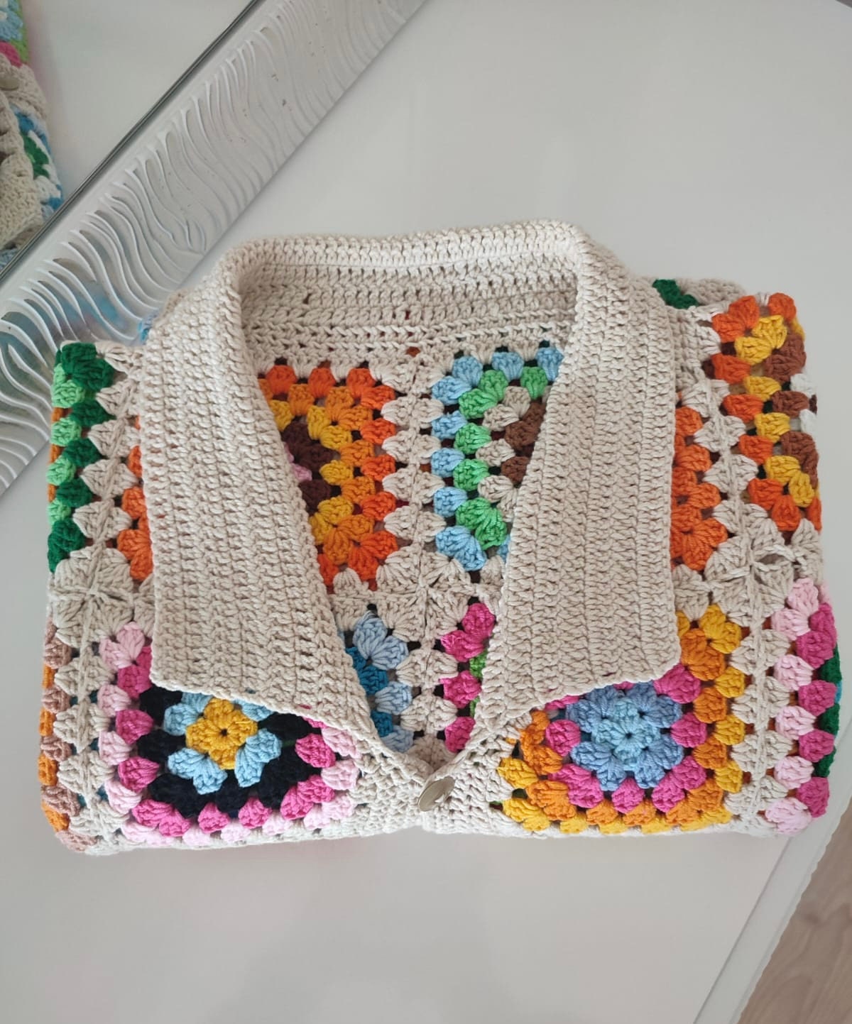 Crochet Shirt, Authentic Shirt, Beige Shirt, Knit Shirt