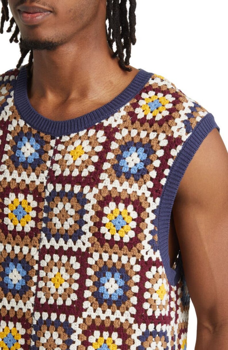 Sweater Vest Crochet Sweater Vest Utility Vest Men Mens Etsy