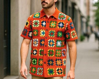 5 Different Crochet Shirts, Authentic Shirt, Granny Square