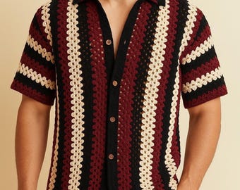 Gehaakt gestreept katoenen shirt: handgemaakte uniseks zomertop