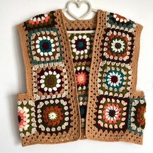Granny Square Sweater Vest, Handmade, Crochet Granny Square Vest ...