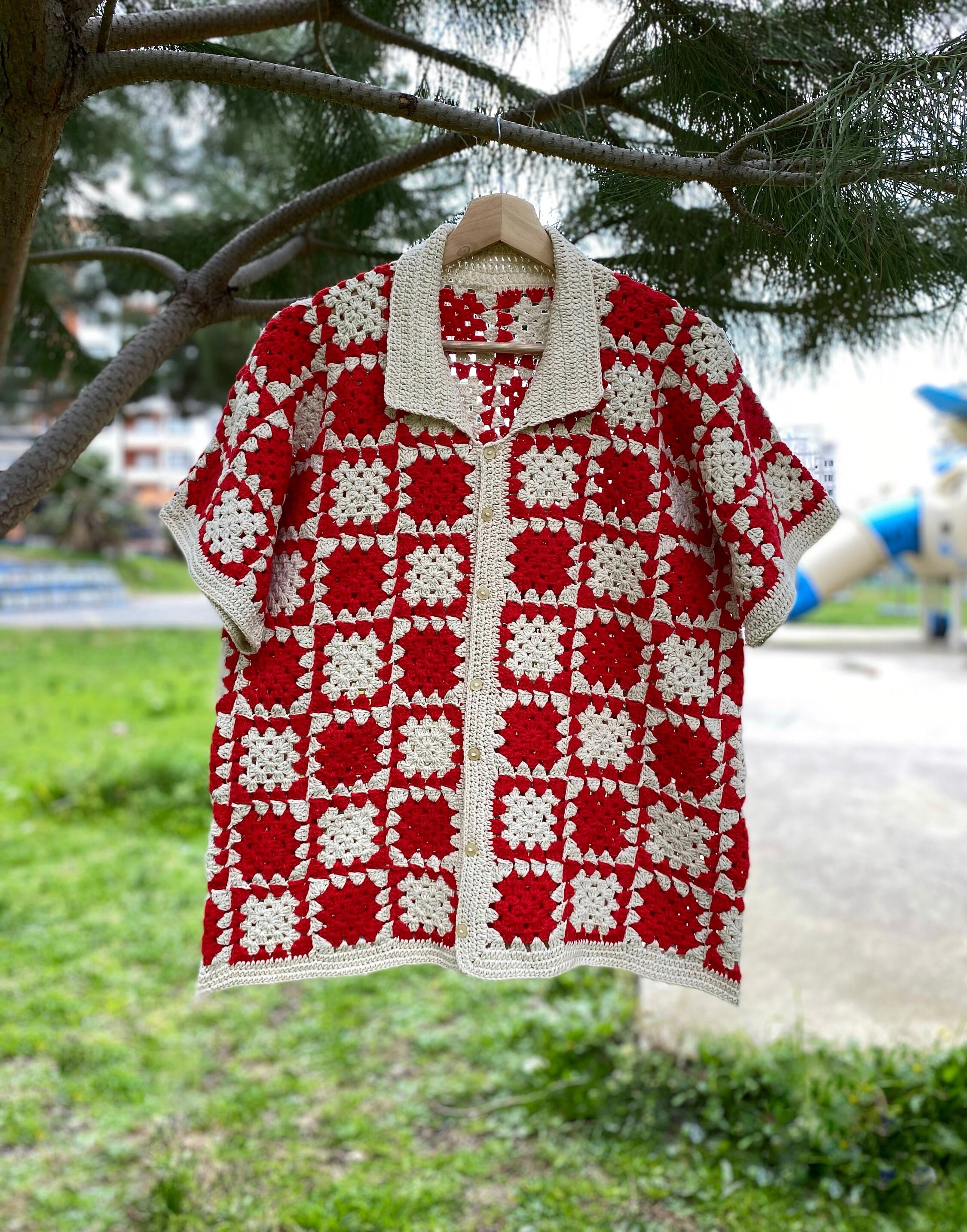 Crochet Shirt, Granny Square Shirt, Knit Shirt, Handmade Crochet Shirt, Granny Square Shirt, Knit Shirt, Handmade