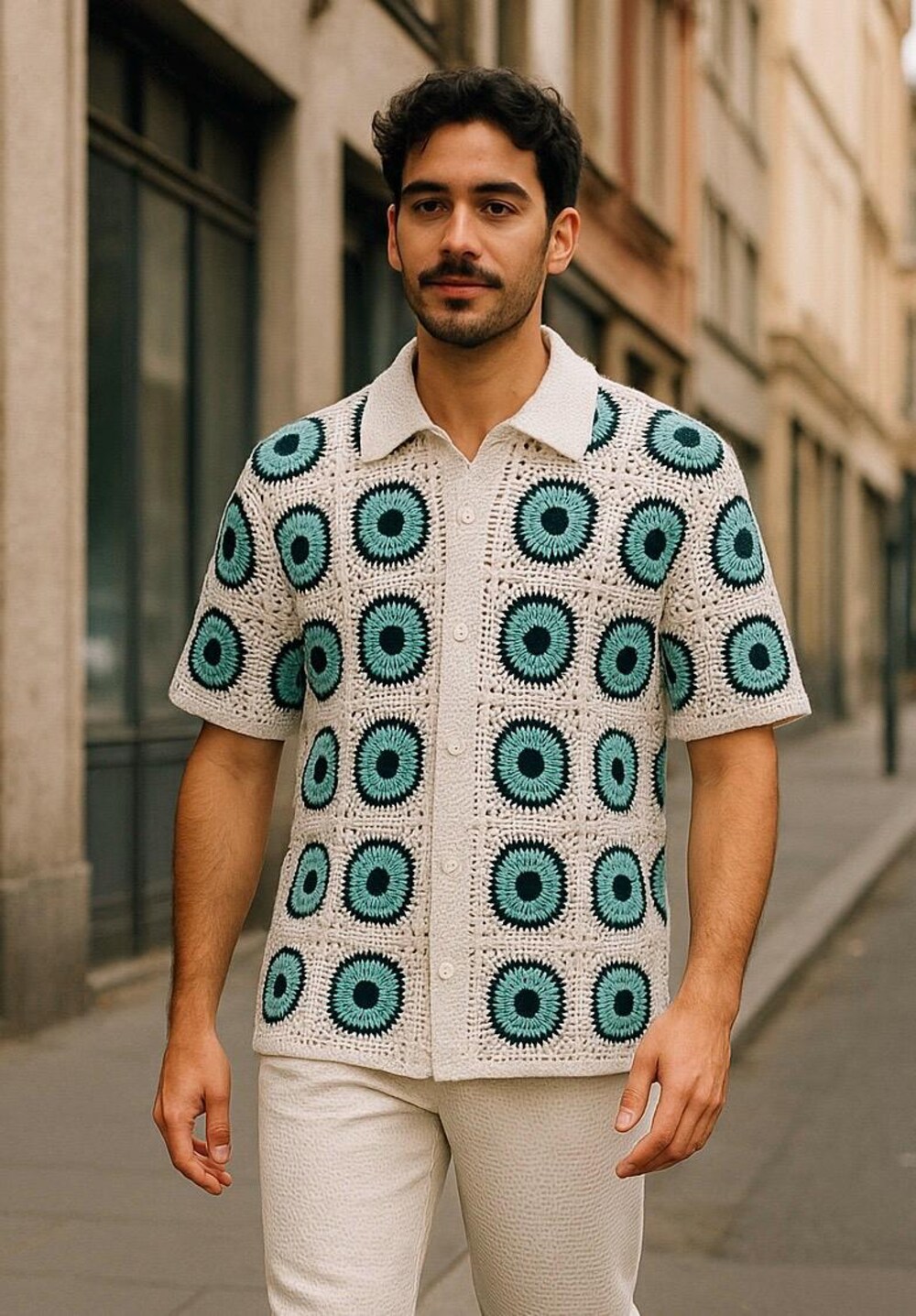 Oversized Shirt, Unisex Shirt, Gift For Him, Handmade Shirt, Festival Shirt, Summer Shirt,Crochet Shirt, Vintage Shirt, Knitted Shirt Cooltshirts