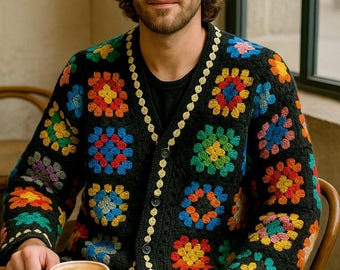 Handgefertigte Häkeljacke: Unisex Strickpullover