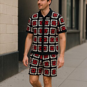 Crochet Granny Square Outfit: Men&#39;s Festival Rave Set