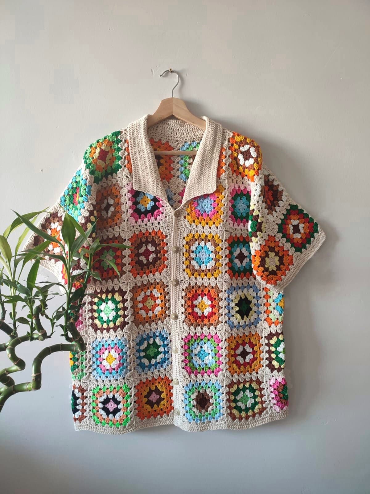 Crochet Shirt, Authentic Shirt, Beige Shirt, Knit Shirt