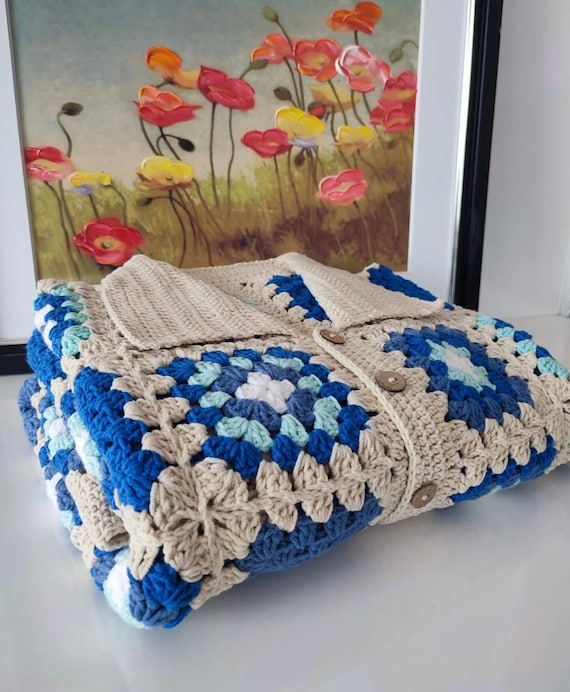 Crochet Shirt, Blue Shirt, Knit Shirt, Handmade Shirt