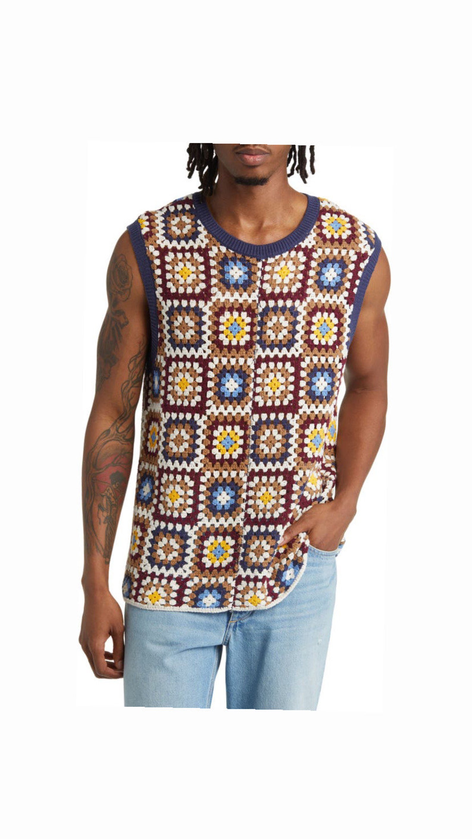 Sweater Vest Crochet Sweater Vest Utility Vest Men Mens Etsy