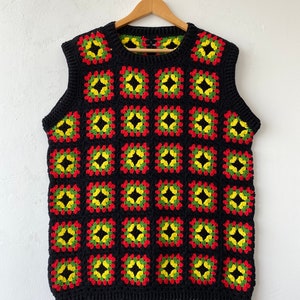 Crochet Granny Square Tank Top: Organic Cotton Knit Vest