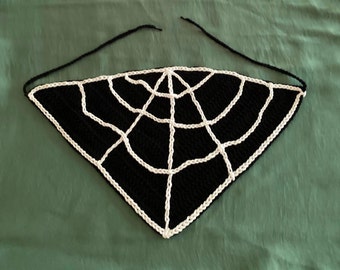 Halloween Crochet Bandana, Hair Kerchief, Spooky Bandana, Spiderweb Bandana, Grunge Bandana, Goth Crochet Bandana, Unisex Bandana