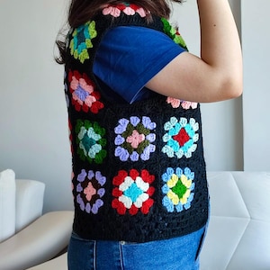 Handmade Crochet Granny Square Sweater Vest: Cozy Winter Wear