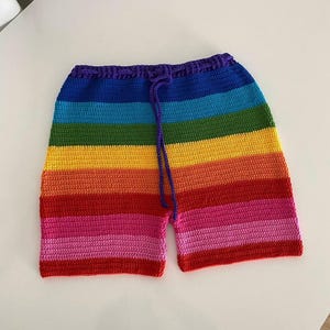 Crochet Pride Shorts, Rainbow Shorts, LGBTQ Shorts, Pride Month Shorts, Colorful Womens Shorts, Knitted LGBTQ Shorts, Pride Day Shorts, Gift