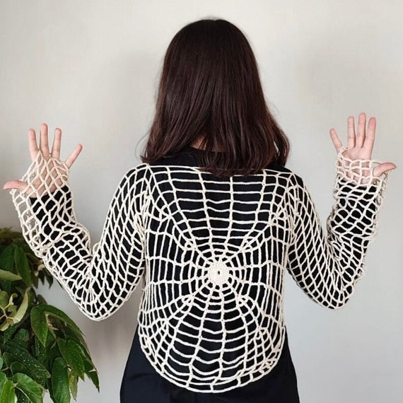 Halloween Spiderweb Top Crochet Spiderweb Crop Top Halloween - Etsy