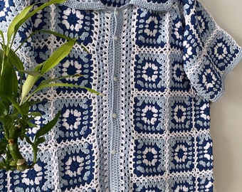Handmade Crochet Cotton Shirt: Unisex Summer Beach Outfit