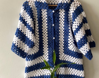 Handgemaakt katoenen gehaakt shirt: uniseks zomergebreide kleding