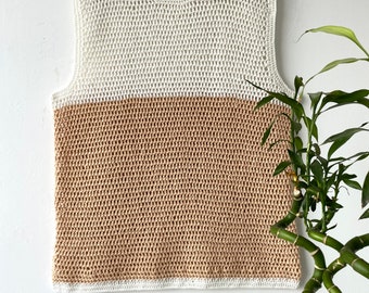 Crochet Mesh Tank Top, Unisex Cotton Sleeveless Shirt