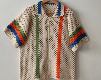 Handgemaakt gehaakt katoenen shirt: uniseks zomergebreide top
