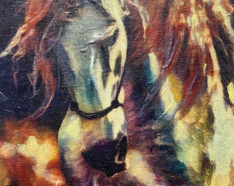 Shadow Warrior by Rebecca Marshall - Andalusian Stallion Original mixed media painting 32x42