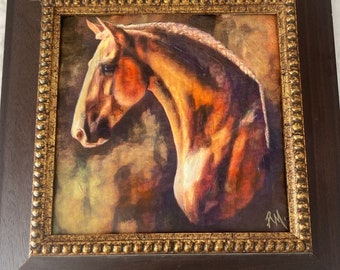 Oro Lusitano hengst origineel schilderij van Rebecca Marshall