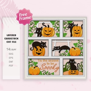 Chat Halloween Shadow Box Svg, boîte 3D Halloween, chat svg, svg Halloween, chat Halloween Light Box svg, pour fichier Cricut, boîte cadeau 3D, décoration d'Halloween