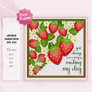 Strawberry Greeting Card Shadow Box SVG, Strawberry 3D Box, Strawberry Greeting, Strawberry Light Box,3D Box Gift,fruit svg,Strawberry decor