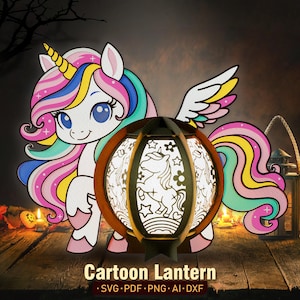 Lanterna Unicorn Light Box Svg, Unicorn Shadow Box, Lanterna Unicorno svg, Lanterna Unicorno Carina, Lanterna Carta Tagliata, Unicorno svg, Decorazione Unicorno