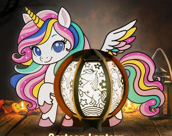 Lantern Unicorn Light Box Svg, Unicorn Shadow Box, Unicorn Lantern svg, Cute Unicorn Lantern, Lantern Paper Cut, Unicorn svg, Unicorn Decor