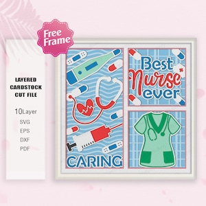 Infirmière attentionnée Shadow Box SVG, Medical Shadow Box, infirmière Light Box Svg, cadeau pour infirmière, pour fichier cricut, cadeau d'allaitement, infirmière svg, décoration d'infirmière