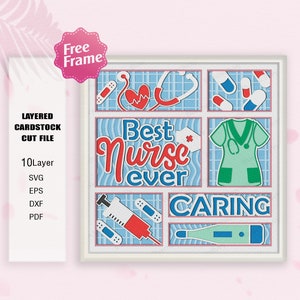 Beste Krankenschwester Schattenbox SVG, Medizinische Schattenbox, Geschenk für Krankenschwester, Für Cricut-Datei, Krankenschwester Light Box SVG, Pflegegeschenk, Krankenschwester svg, Krankenschwester Decor