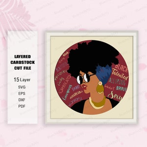 Scatola d'ombra per donne nere SVG, Scatola d'ombra per donne nere, Scatola 3D per donne nere, Regalo per donne, Scatola luminosa per donne nere Svg, Per cricut, Regalo Scatola d'ombra
