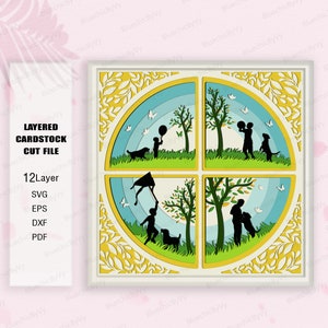 Life Seasons Shadow Box SVG, 4 Seasons Tree Light Box Shadow Box, Seasons Tree Light box SVG, Seasons 3D Box, Seasons Gifts, Life Season svg