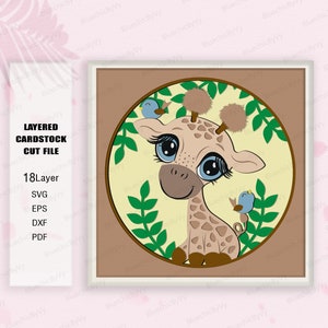 Girafe Shadow Box SVG, girafe Shadow Box, pour cricut, girafe Light Box Svg, cadeau Shadow Box, cadeau boîte 3D, cadeau mignon girafe, svg girafe