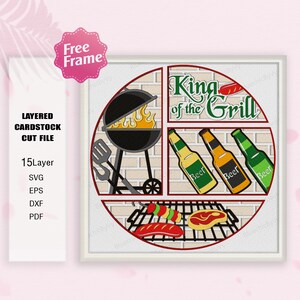 Der Grill Sommer Shadow Box SVG, Bier und Grill 3D Box, König des Grills, Bier und Grill SVG, für Cricut, lustiges Grillen svg, Camping Dekor