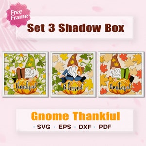 Bundle Gnome Thankful Shadow Box svg, Gnome 3D Box, Gnome Thankful svg, Gnome svg, Thankful svg, für Cricut-Datei, Gnome gesegnet svg, Gnome Decor