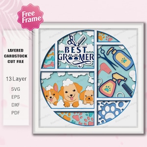 Hundepflege Schattenbox SVG, Hund Schattenbox, Hundepflege, Hundestylist, Hundefriseur svg, Schattenbox Geschenk, Für Cricut-Datei, Hundedekor