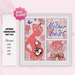Schwangerschaft Mutter Shadow Box, Mutter Tag Shadow Box svg, Muttertagsgeschenk, für Cricut-Datei, Mom Shadow Box, Muttergeschenk, Geschenke schwangere Frauen