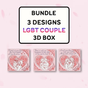 Paquete LGBT Couple Line Shadow Box SVG, caja de sombras Lgbt, para archivo Cricut, regalo Lgbt, regalo de caja de sombras, regalo de caja 3D, regalo de caja 3D, svg LGBT