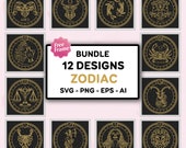 Bundle Zodiac Simple Shadow Box SVG, All 12 Signs Stars svg, Astrology signs 3D, Zodiac Decor,Zodiac Gifts,For Cricut file,Zodiac Simple svg