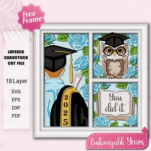 卒業生の男の子のシャドーボックス SVG、卒業ギフト、卒業の男の子の SVG、You Did it 3D ボックス、Cricut ファイル用、卒業 2024、卒業 SVG