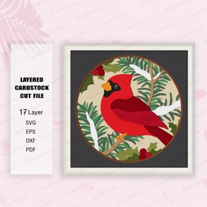 Kardinalvogel Schattenbox SVG, Kardinalvogel Schattenbox, Vogel 3D Box, Vogel Geschenke Liebhaber, Vogel Light Box svg, Für Cricut, Kardinalvogel svg