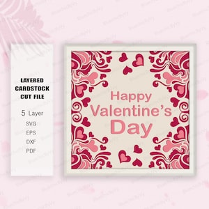 Feliz Día de San Valentín Shadow Box SVG, San Valentín Shadow Box svg, Caja de luz de San Valentín, Valentine 3D Box svg, Regalos de pareja, San Valentín