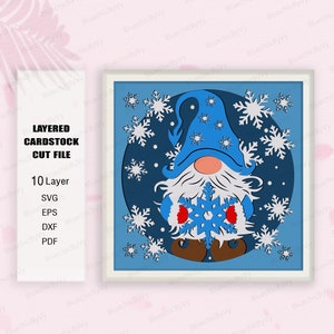Gnome Winter Schattenbox svg, Gnome Schattenbox, Gnome Winter Light Box svg, Winter 3D Box, für Cricut-Datei, Schattenbox Geschenk, Gnome Winter SVG